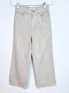 BDG URBAN OUTFITTERS TAN WIDE LEG ZIP FLY HIGH & WIDE JEANS WOMENS SZ 26